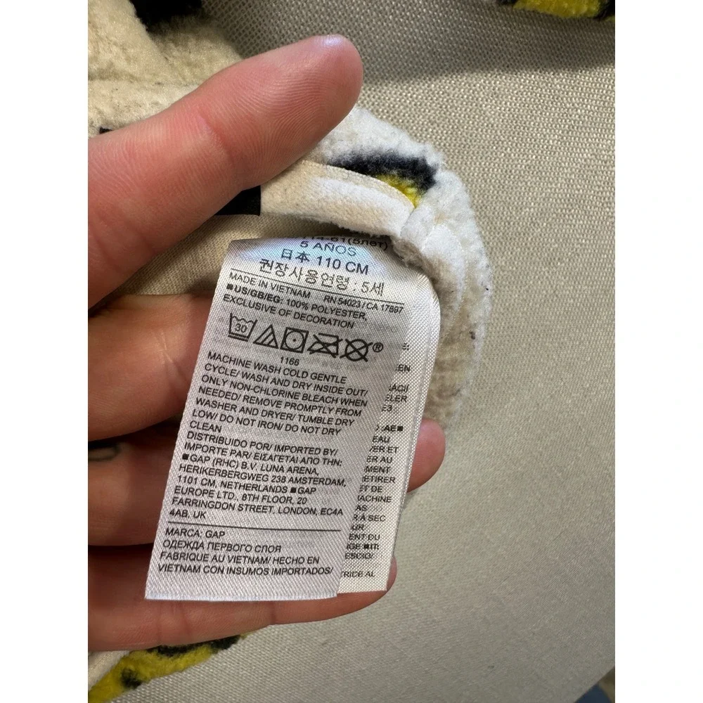 Baby Gap SmileyWorld Fleece Pullover Kids 5T Yellow Smiley Face Snap Mock Neck